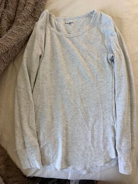 Old Navy Light Gray Waffle-Knit Long Sleeve Top